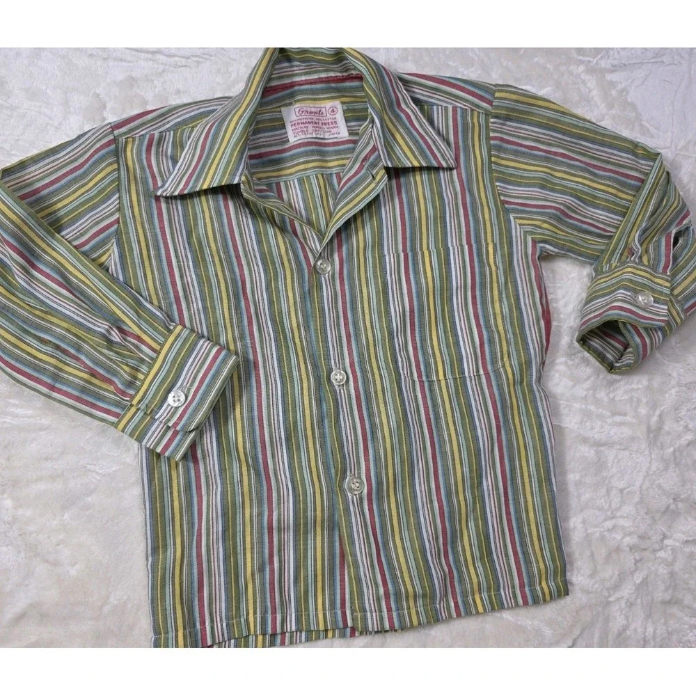 Vintage 70s 80s Boys 2Pc Outfit Grants Shirt Health-Tex Shorts 4T